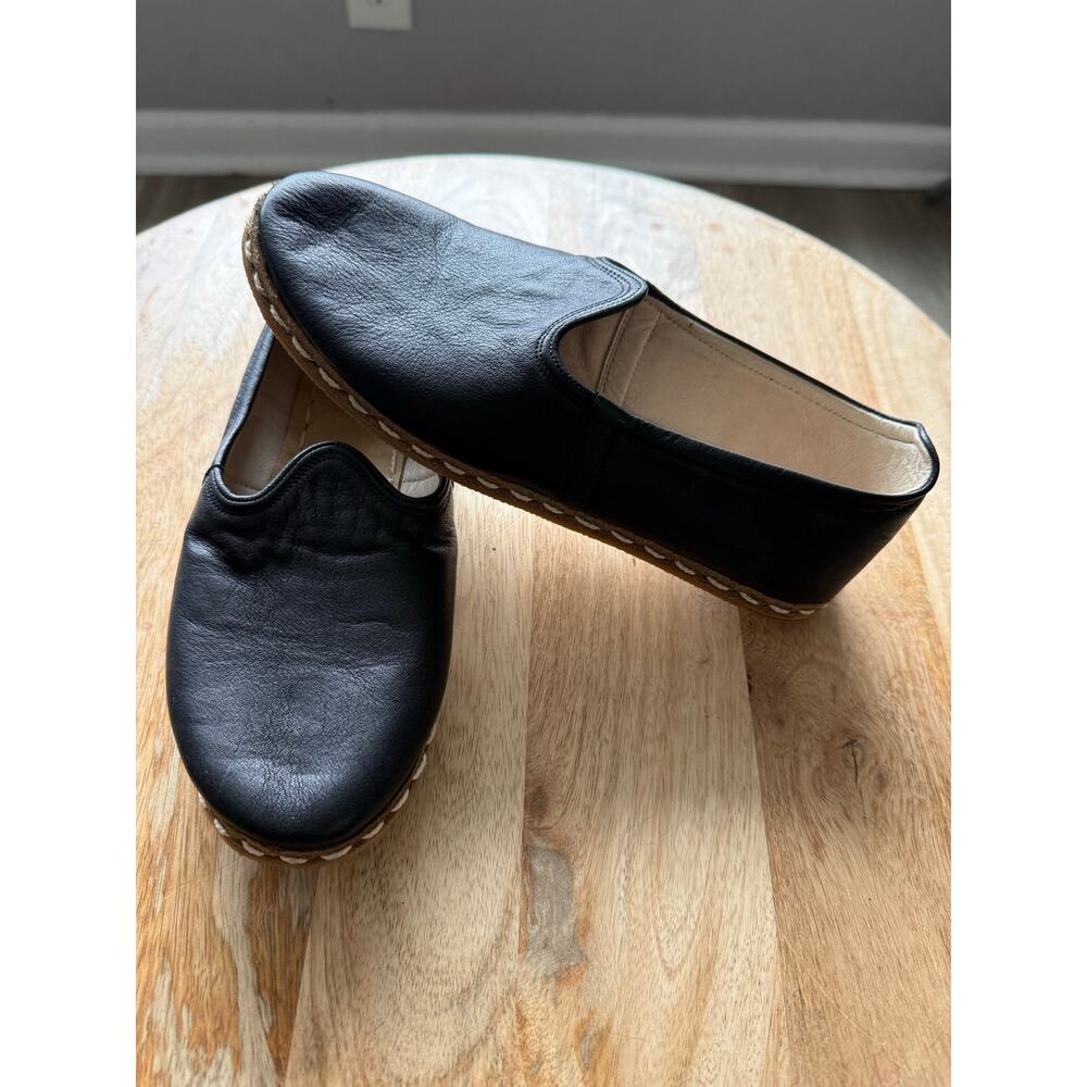 KISA Made By Hand Women's black leather slip on shoe, size 27, NEW